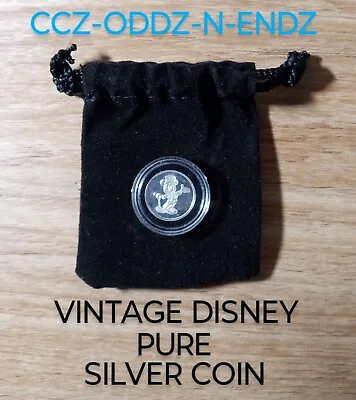 ❤️ 'VINTAGE WALT DISNEY MICKEY MICKEY MOUSE .999 Silver Coin 1/20oz/1.4G ❤️ • $13.99