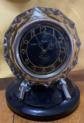 Vintage Russian USSR Majak Glass Mantle Art Deco Wind Up Clock Working 11 Jewel • $75