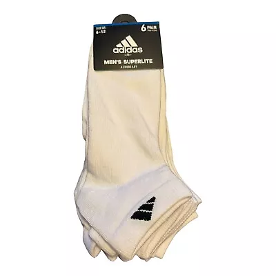 Adidas Men's Superlite Quarter Socks 6 Pair Pack Aeroready White Black New • $18