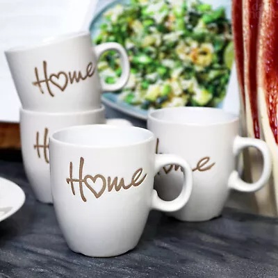 Hearty Home Espresso Cups Set Of 4 Matt White Stoneware 100ml Coffee Shot Mugs • £13.50
