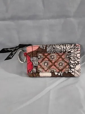 Vera Bradley~ Mocha Rouge Pattern~ Zip ID Wallet/ Case W/ Key Ring/ Holder • $11.99