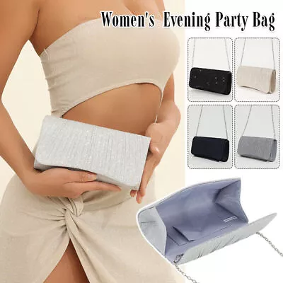 Women Party Handbag Evening Party Clutch Bag Shiny Pleated Shoulder Bags AU • $17.96