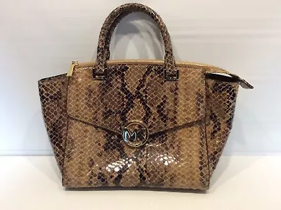 MICHAEL KORS Hudson Snakeskin Python Embossed Leather Satchel Handbag Purse Logo • $64