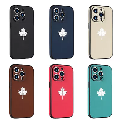 For IPhone 7 8 11 12 13 14 Plus Pro Max Maple Leaf Fabric Phone Case Shockproof • $7.69