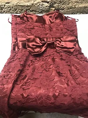 Miss Sixty M60 Red Wine/Maroon Strapless Party Holiday Cocktail Dress Sz 6 Lace • $15