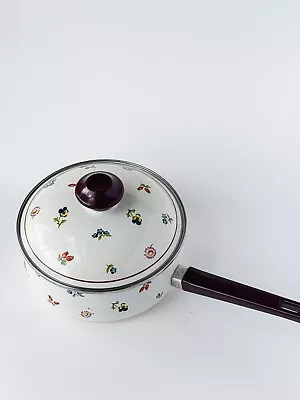 Vtg Rare Germany Villeroy & Boch Petite Fleur Enamelware Pan / Pot W Lid Handle • $99