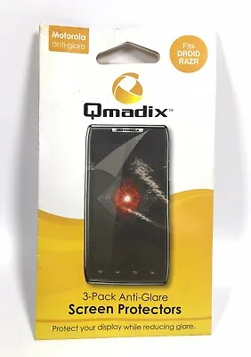 3 Pack Qmadix Anti Glare LCD Screen Protectors Fits Motorola Droid RAZR • $8.99