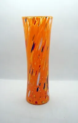 New Murano Millefiori Colorful Orange Vase Italian Art Glass Casanova • $89.99