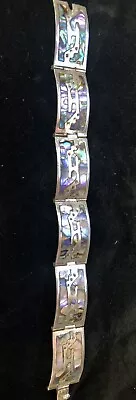 Vintage Sterling Silver MOP Mother Of Pearl Bracelet • $124.95