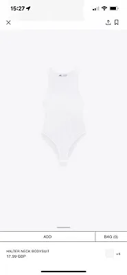 Zara White Halter High Neck Sleeveless Bodysuit Size Small 5039 371 250 • £5