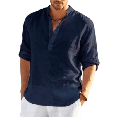 $15.76 • Buy Mens Cotton Linen V-Neck Long Sleeve T-Shirt Tops Casual Loose Solid Blouse Tee