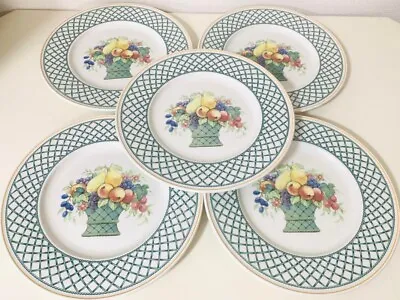 Villeroy & Boch Basket Garden Fruit Dinner Plate 26cm Set Of 5 Ceramics Vintage • £124.09