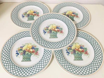 Villeroy & Boch Basket Garden Fruit Dinner Plate 26cm Set Of 5 Ceramics Vintage • £124.09