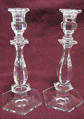 $74.95 • Buy Pair Of Val St Lambert Crystal  Lafayette  9 1/2  Candlesticks Signed/Etched