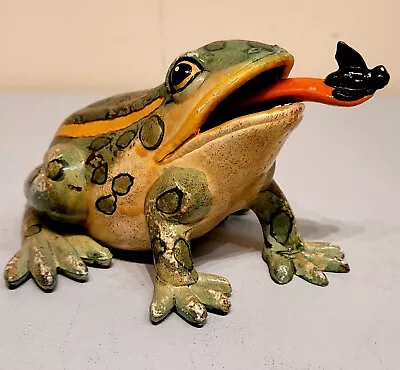 Vintage Frog Collectible With Animated Tongue With Fly Sturdy  Hard Plastic • $28