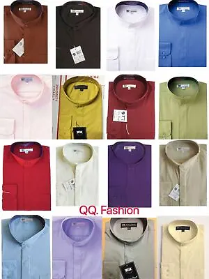Mens' Mandarin Collar ( Banded Collar) Dress Shirt By Fotino Landi  Style SG01 • $14.69