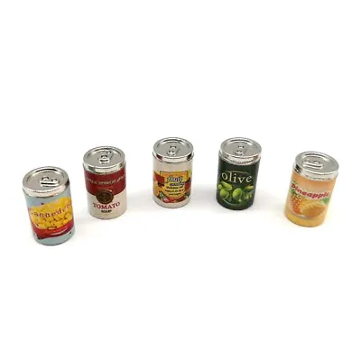 5PC Dollhouse Miniature 1/12 Scale Metal Food Fruit Cans Kitchen Accessories • $9.99