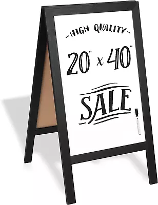 Wooden A-Frame Whiteboard Sign - 40 X 20 Inch Magnetic Dry Erase Sidewalk Menu B • $169.50