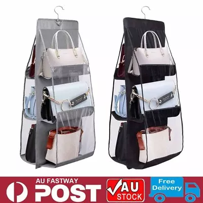 2Pcs Bag Storage Holder Wardrobe Closet Hanging Handbag Organizer 6 Pocket Shelf • $15.89