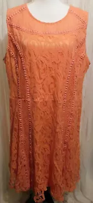 Cato Women’s Plus Size 20W Sleeveless Peach Lace Fully Lined Fit & Flare DRESS • $29.99