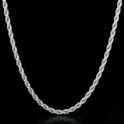 $9.99 • Buy Diamond Cut Rope Chain Necklace Sterling Silver Solid 925 Stamped 16-30 Real