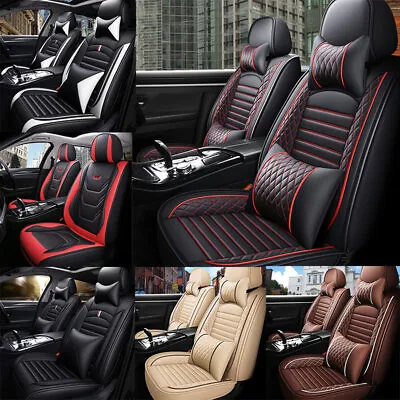 5-Seats Full Set Universal Car Seat Covers PU Leather Front Rear Cushions Covers • $9.68