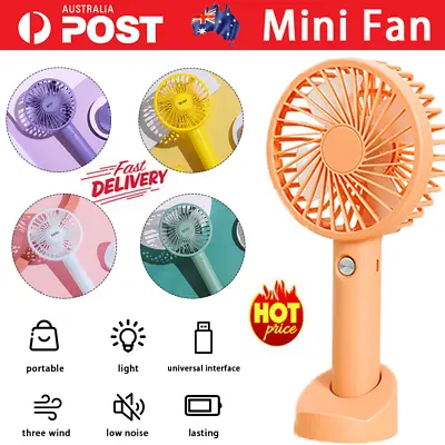 $14.95 • Buy Mini Portable Fan Cooling Hand-held Desk Cooler USB Air Rechargeable 3 Speeds AU