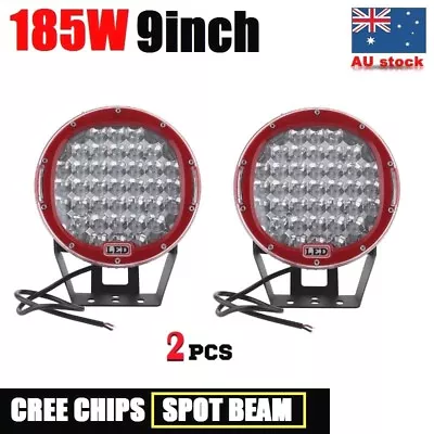 Pair 185w 9inch CREE LED Driving Light Round Spotlight Bar Offroad 4WD Lamp • $144.99