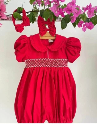 £18 • Buy Baby Hand-smocked Romper Plus Headband