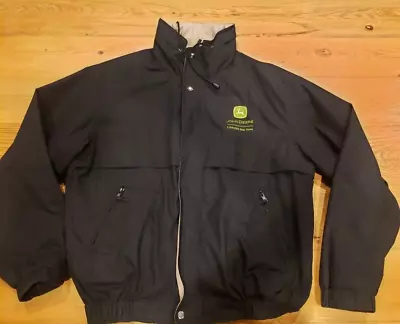 VTG John Deere Black Employee Jacket Coat Cary Francis Group Uniform Size Medium • $127.76
