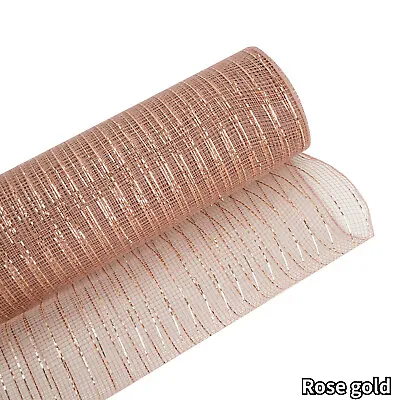 10 Yards Christmas Metallic Mesh Ribbon Deco DIY Wreath Xmas Tree Gift Wrap • £8.27