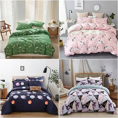 $36.80 • Buy Floral Unicorn Leaf Soft Quilt Duvet Cover Bed Set Single Double Queen King Size
