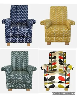 Adult Armchairs In Orla Kiely Fabrics Linear Stem Multi Stem Accent Chair Ochre • £262.45