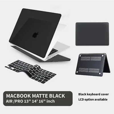 Mac Book Case Matte Black + Black Keyboard Cover + LCD Air Pro 13  14' 16  Inch • $6.75