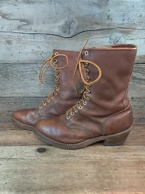 SANTA FE BOOT CO MENS LEATHER LOGGER Lace Up 8  Shaft BOOTS Sz 13EE • $79.99