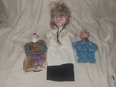 Lot Of 3 Antique Vintage Hand Puppets C A 1950s Sock Puppets  • $40