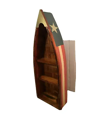 $85.50 • Buy Large Wooden Nautical Sail  Boat Bookcase Shelf Display 24x 9 X 4in USA FLAG