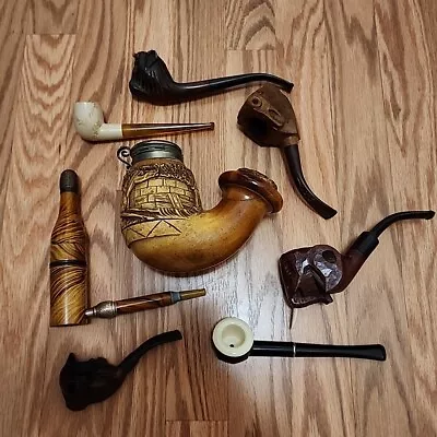 Lot Of 8 Vintage And Antique Tobacco Smoking Estate Pipes • $100