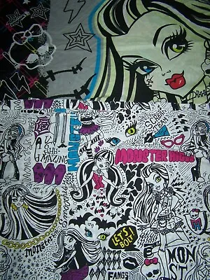 MONSTER HIGH TWIN FLAT SHEET ONE PILLOWCASE The In Crowd Frankie Stein Bedding • $14.95