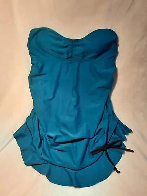 Liz Lange Maternity Swimsuit Top-great Used Cond.-Teal With Black Bow-sz XS • $12.50
