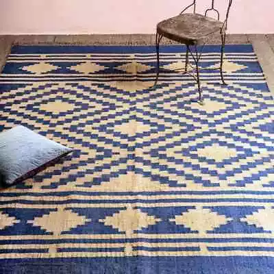 Rug Wool Jute Traditional Kilim Rug Indian Vintage Runner Rug Area Kilim Carpet • £34.40