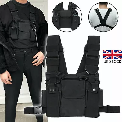 Radio Walkie Talkie Chest 3 Pocket Harness Nylon Bag Pack Backpack Holster NEW • £12.96