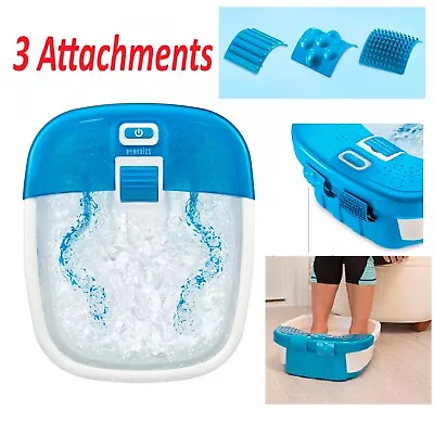 Deluxe Foot Spa Bath Massager Heat Soaker Massage Bubble Built-In Storage+3 Tool • $26.97