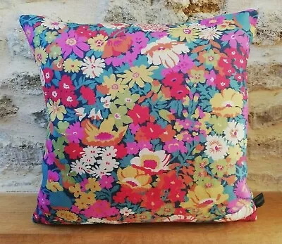 Liberty Flowers Of Thorpe Modern Twill & Green Velvet Fabric Cushion Cover Arts • £32.50