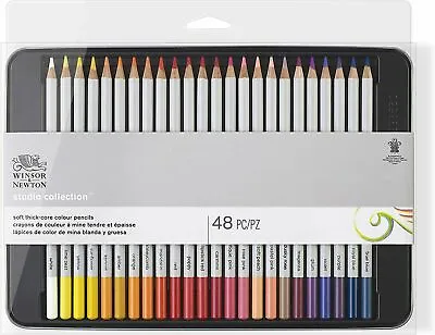 Winsor & Newton - Studio Collection - Soft Core Coloured Pencils Set Of 48 • £41.99