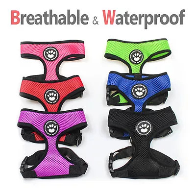 Padding Paws - WATERPROOF Soft Mesh Dog Harness Fabric Pet Adjustable With Clip • £7.49