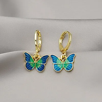 Charm Butterfly Animal Hoop Earrings Drop Dangle Enamel Women Party Jewellery • $0.80