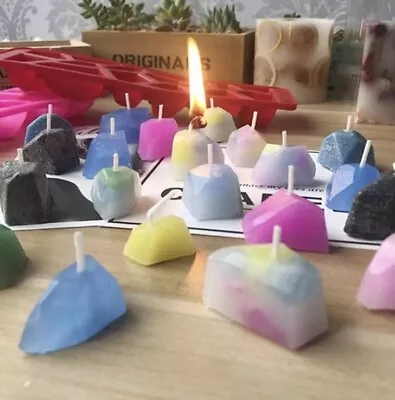 Gem Stone Mold For Mini Candles Crystals Stones Geometric Diamond Resin Soap • $13