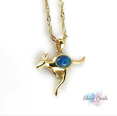 Gold Kangaroo Opal Necklace Pendant / Australian Made 18ct Gold Plated / Jewelry • $79.95