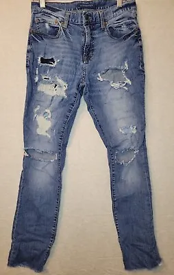 Aeropostale Men's Size 27/28 Slim Straight Distressed Stretchy Denim Blue Jeans • $8.99
